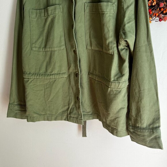 Lucky Brand Womens Utility Shacket Snap Button Spread Collar SMALL in Green - Picture 3 of 10